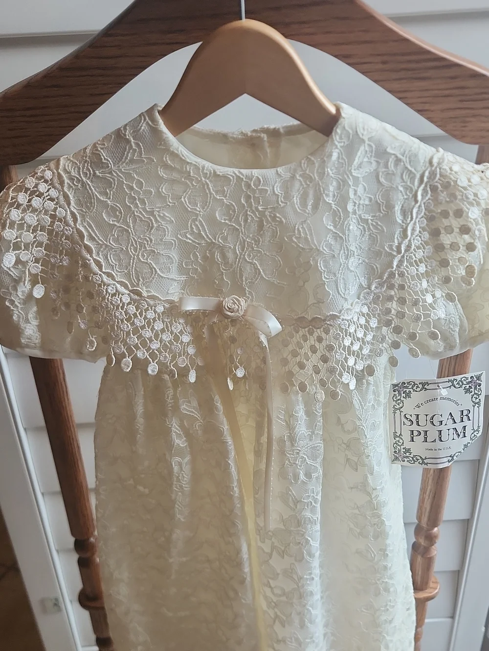 Sugar Plum Vintage Lace Dress in Cream 4T